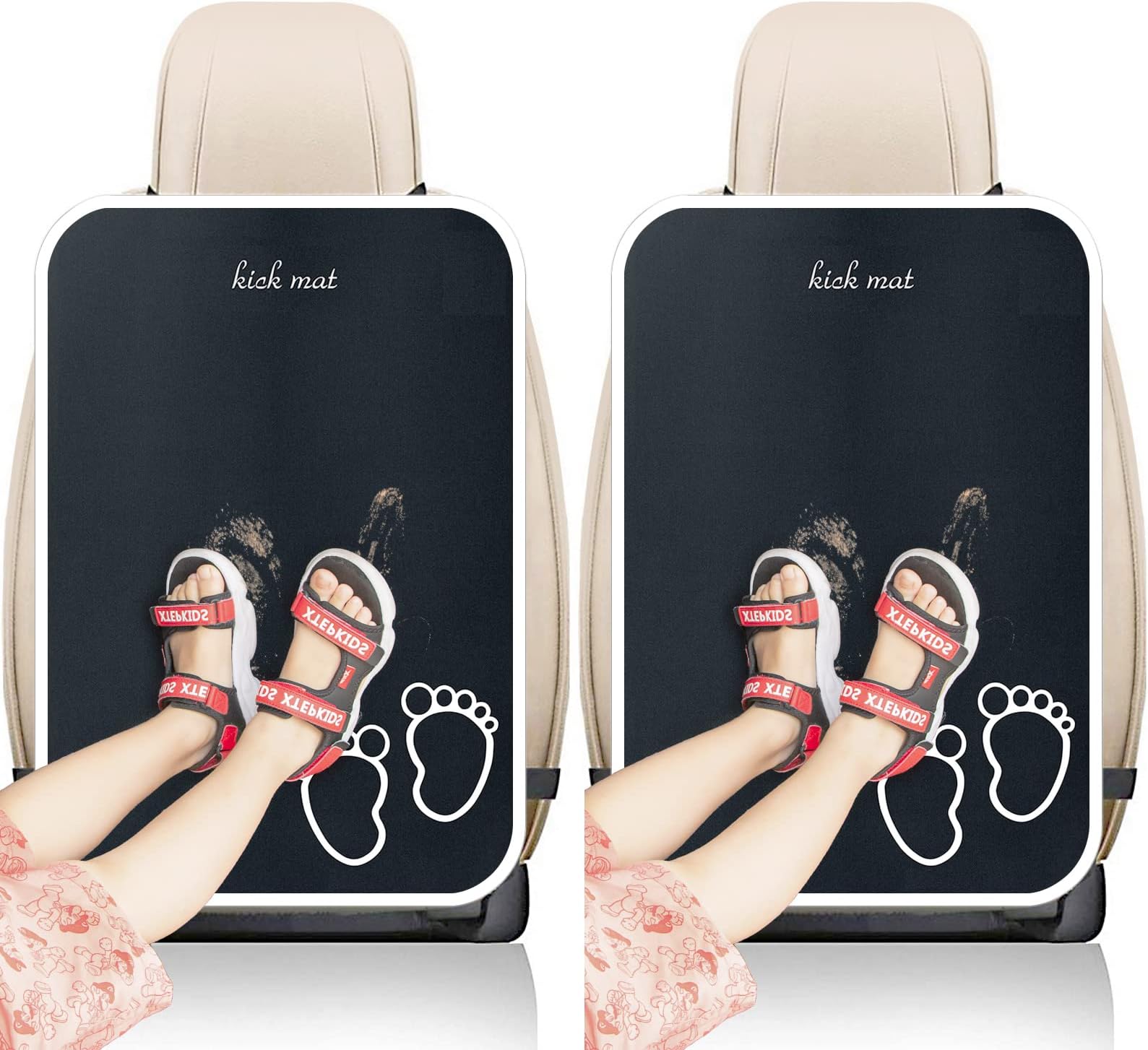 Car Seat Protector 2 Pack, Back Seat Cover for Kids, Kick Mats Carseat Protectors Front Seat Covers for Vehicle Truck SUV