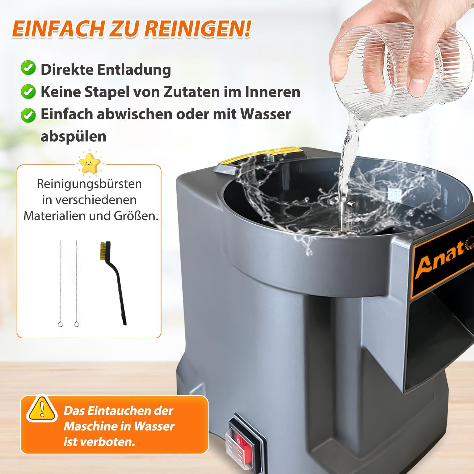 Anatole Würfelschneider Elektrisch Gemüseschneider Professionell 3 Klingen | 9mm/12mm/16mm Klingen aus Edelstahl, für Kartoffel Karotte Zwiebel Gurke Obst, für Restaurant Hotel Hause, 100W 220V