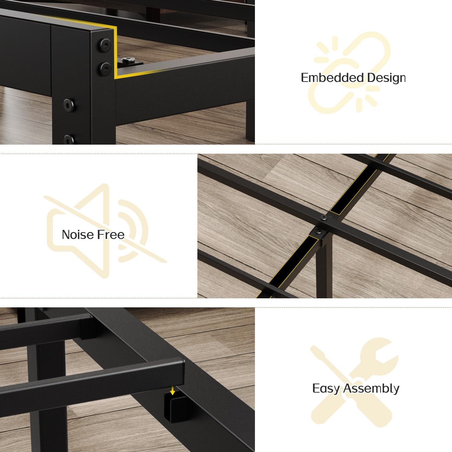 OLEVS Twin Bed Frame with Headboard Metal Platform Bed Twin Size with USB Charging Station and LED Lights, No Box Spring Needed