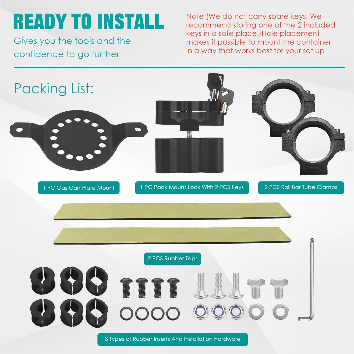 Chelhead UTV Gas Can Roll Bar Pack Mount With Key Lock For 1’’ 1.5’’ 1.75’’ 2’’ Roll Cage Compatible with Compatible with Gasoline Pack & Water Pack Fuelpax Standard Pack