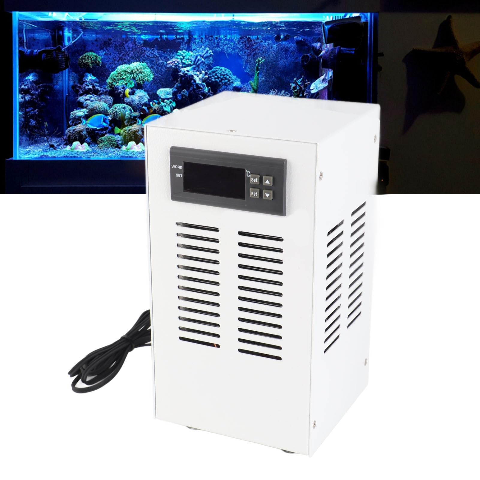 VBESTLIFE Enfriador de Acuario de 72 W, Enfriador de Agua para Pecera, Enfriador de Pecera de 50-104 °F, Enfriador de Temperatura Constante de bajo Ruido de 3 L/min para Tanque de Agua ≤20