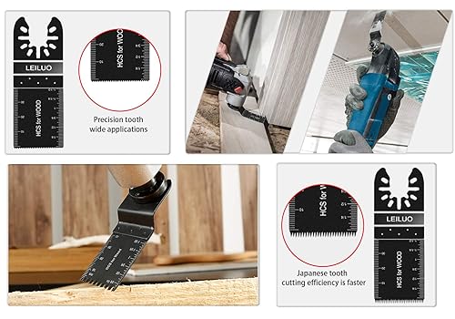 Miniatura 6 de Paquete de 50 cuchillas oscilantes LEILUO para herramientas de madera de fácil corte, cuchillas de sierra de oscilación de plástico, ajuste