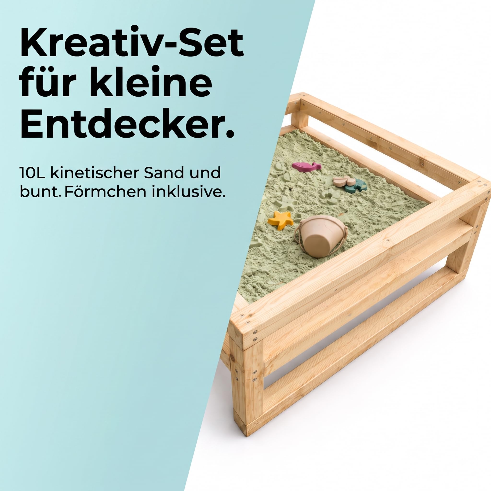 Modulaki Outdoor Matschküche für Kinder – Kinderküche aus Holz mit Spüle, Herdplatten & Stauraum, inkl. Kochgeschirr, Utensilien & Kinetischem Sand, Gartenküche für draußen