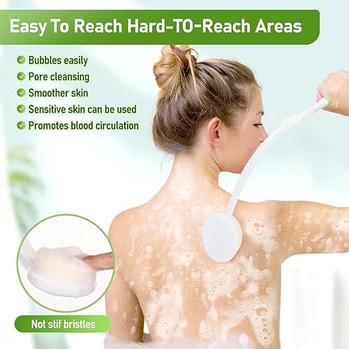 Miniatura 3 de Fanwer Aplicador de loción 3 en 1 para espalda, para personas mayores y para la espalda, cepillo de baño para ducha para hombres y mujeres con mango