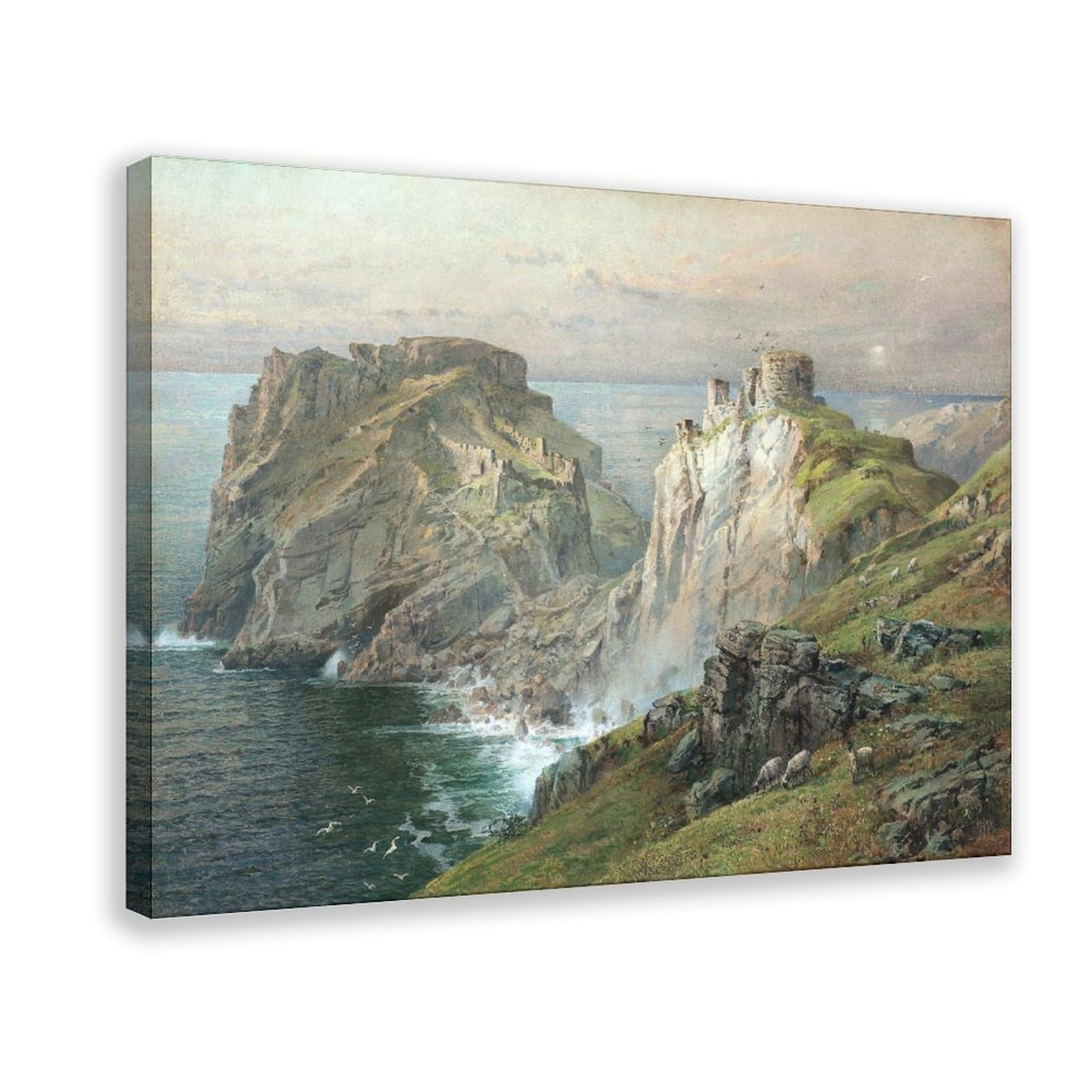 WCYB Tintagel by William Trost Richards Posters Prints Canvas Deco Paintings Wall Art Hangable Frame 8" L X 12" W