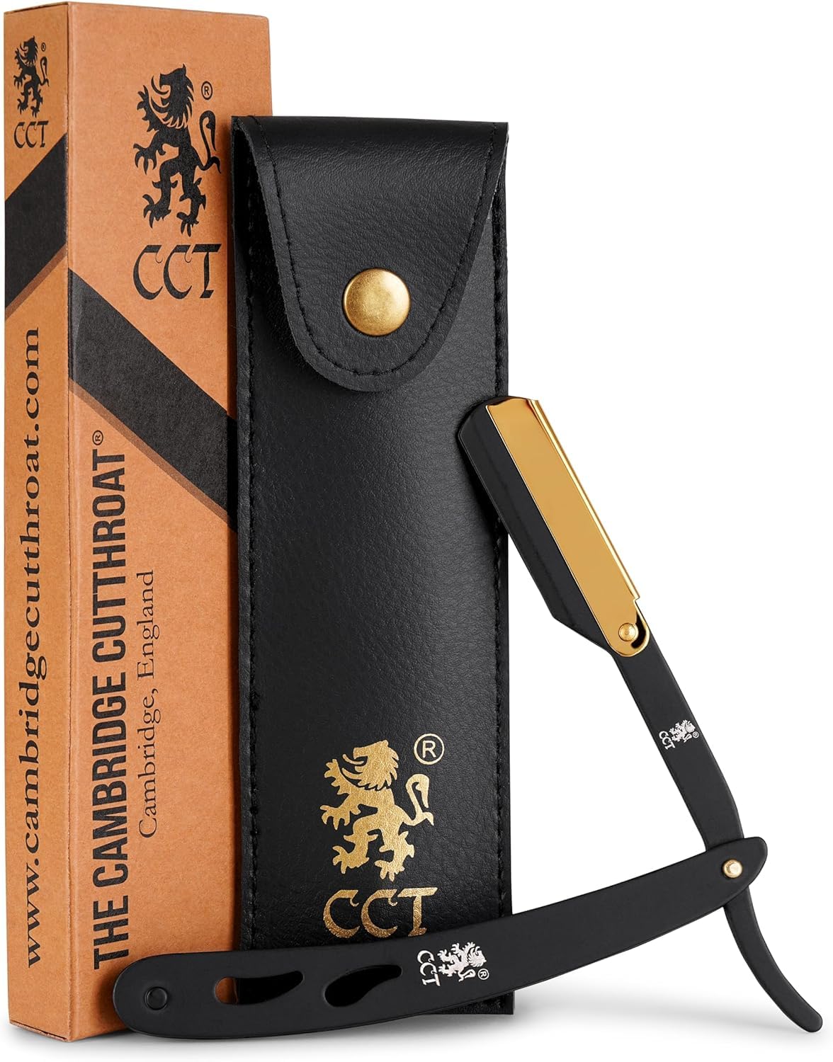 The Cambridge Cutthroat® Cut Throat Razor Kit Black and Gold