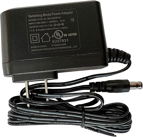 Adaptador de CA/CC UL 12V 1.5A compatible con Casio CDP-S100 CDP-S100BK CDP-S110 CDP-S150 CDP-S350 CDP-S160 EP-S120 EP-S130 EP-S320 EP-S330BK