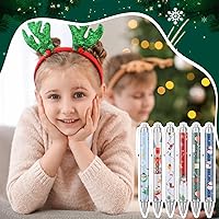 Vista 4 de Cholemy Juego de 48 notas adhesivas y bolígrafos de Navidad, 24 bolígrafos de Navidad, 24 blocs de notas autoadhesivas de Navidad, bolígrafos