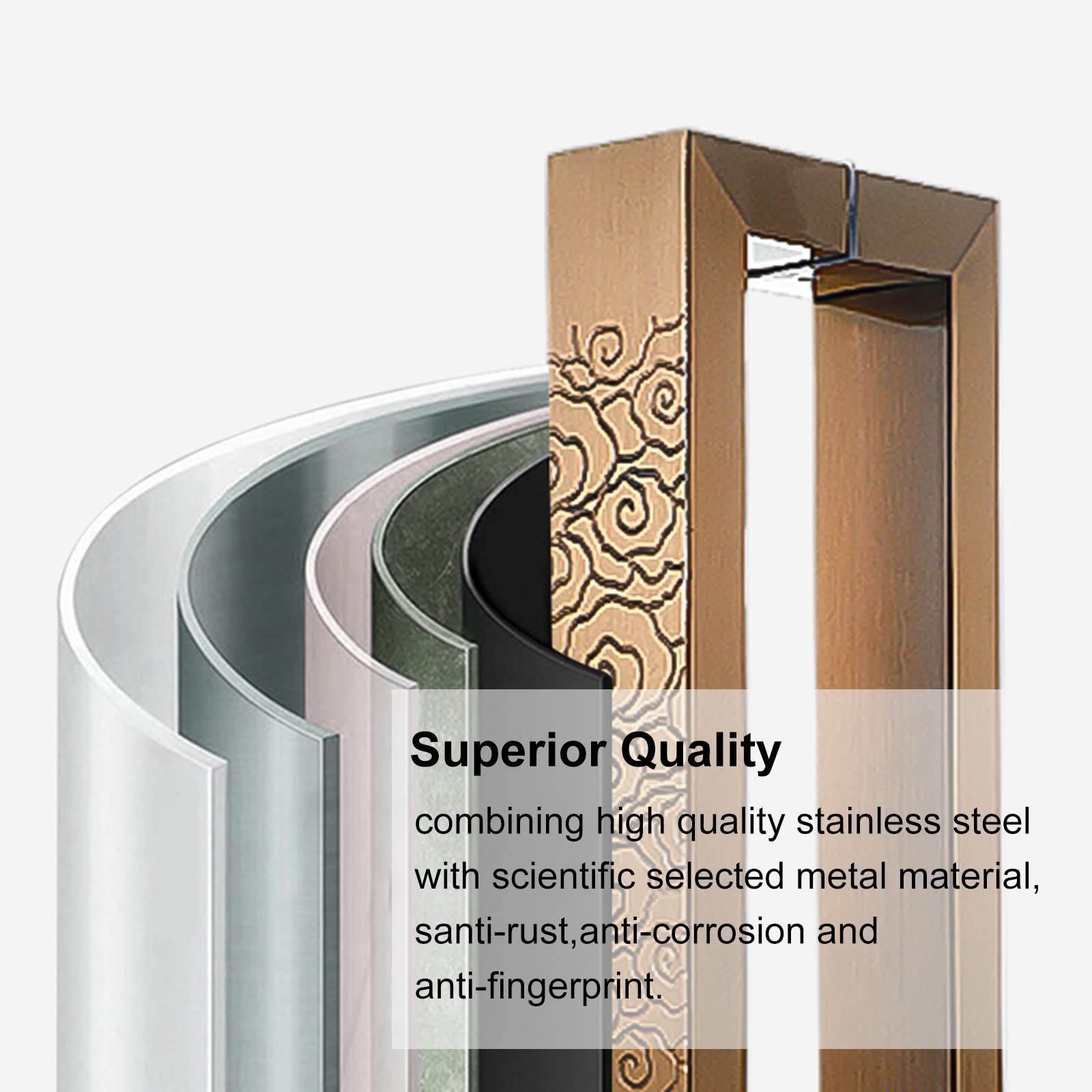Manilla para Puerta, Tiradores de Puerta Doble Cara Acero Inoxidable for Puertas Madera Vidrio Templado Interior Exterior con exquisitamente Tallado(Length42.5CM)