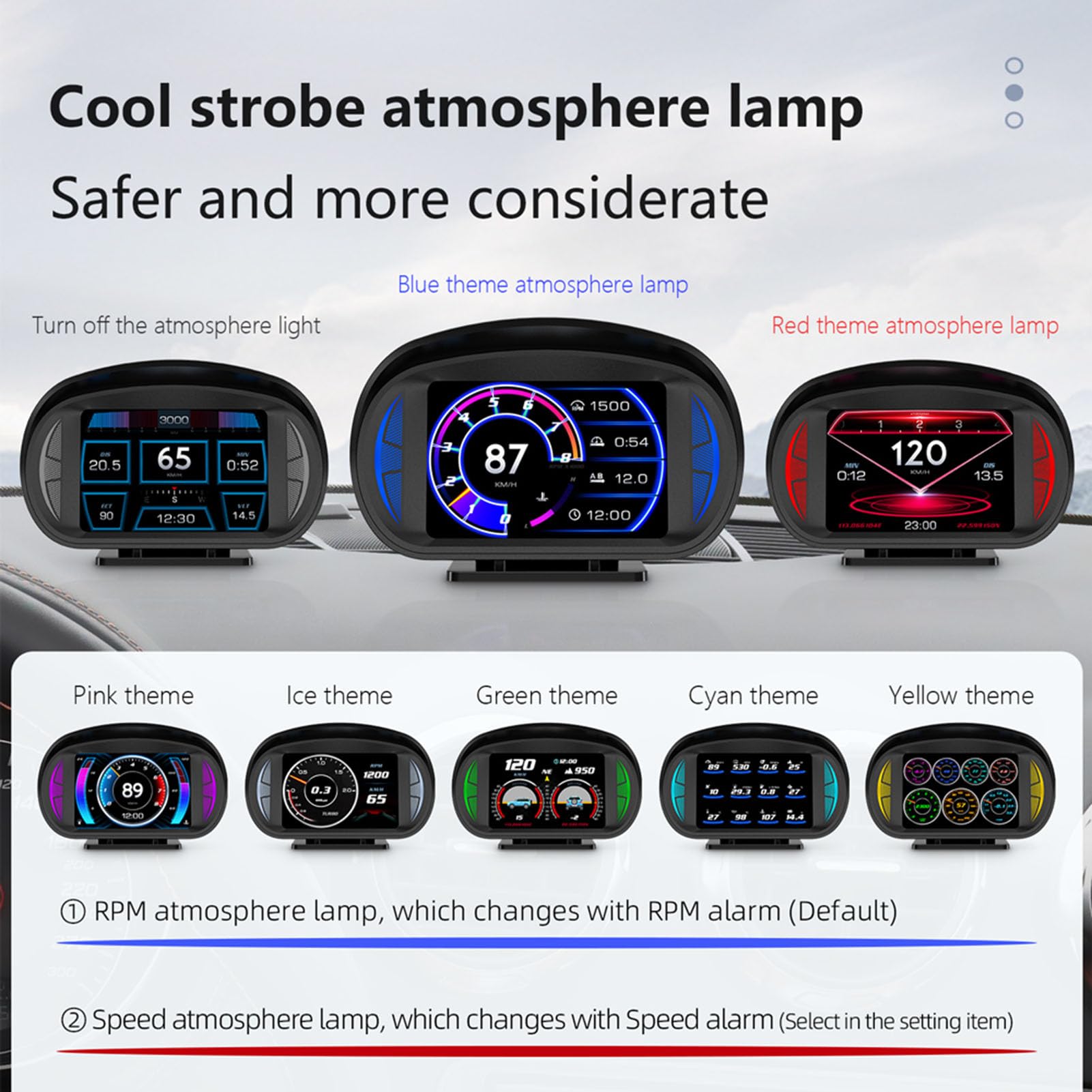 Head Up Display Auto, Modalità OBD 2 GPS Tachimetro Auto Universale con Inclinometro con Funzione di Avviso, Valore Rpm e Velocità Identificabili