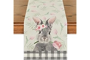Artoid Mode Bunny Rabbit Tulip Flowers Easter Table Runner