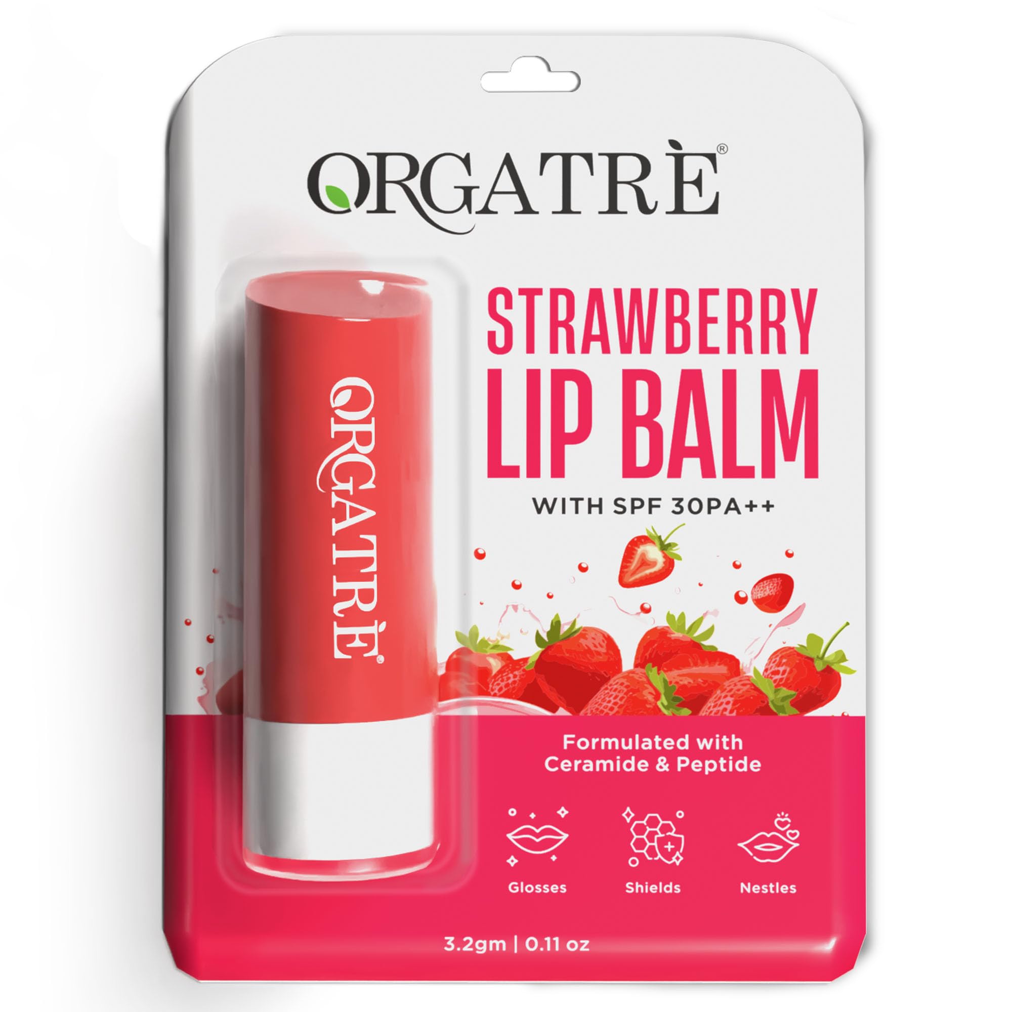 Strawberry Lip Balm for women 3.2gm | SPF 30 PA++ | Lip Balm for Dark Lips, Pigmentation, Dry & Chapped Lips | Ceramide & Peptide-image-45