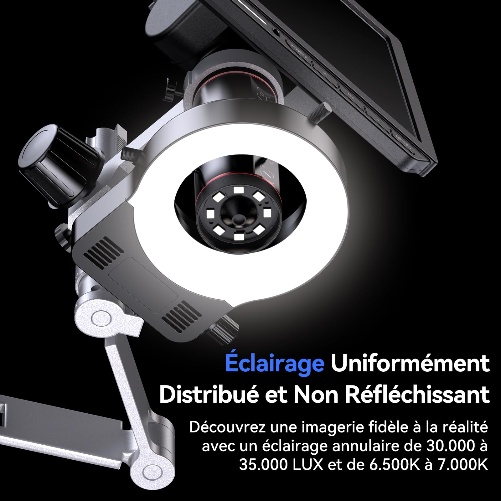 TOMLOV TM4K-AF Max Microscope Numérique Autofocus 4K 2000X HDMI 10,1" IPS Bras Rotatif 360 52MP Caméra pour Soudure