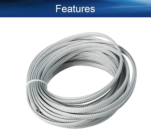 Vista 59 de Bettomshin 1 funda de organización de cables de 32.8 pies (32.8 ft) de ancho, protector de cable gris PET de 3/8 pulgadas de ancho, tubo de telar