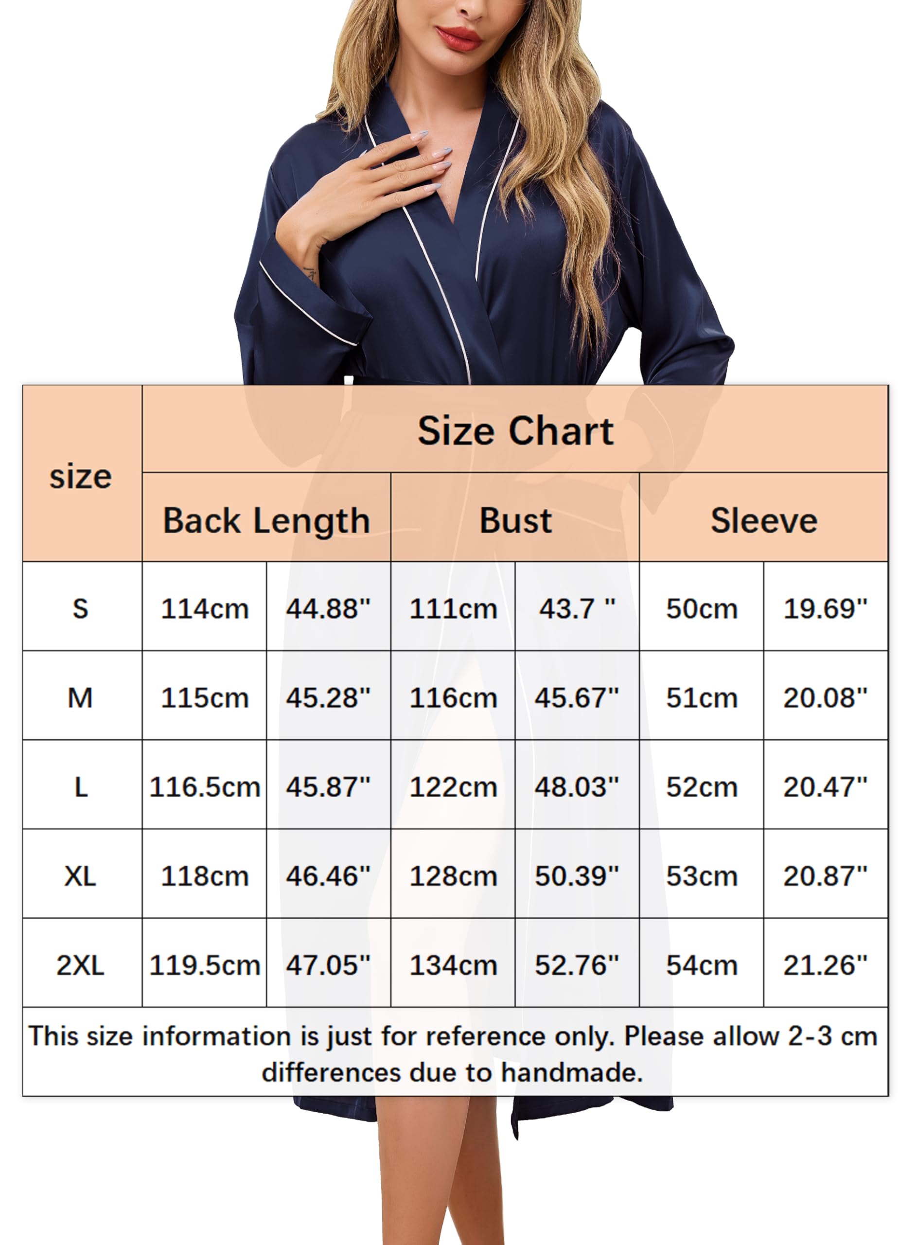 Sopesil Accappatoio da Donna Elegante Kimono Donna Accappatoio Lungo con Cintura e Tasche Adatto per Casa Spa Bagno S-XXL