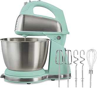Classic Stand and Hand Mixer, 4 Quarts, 6 Speeds with QuickBurst, Bowl Rest, 290 Watts Peak Power, Blue (64658)