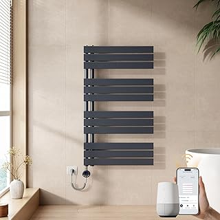 EMKE WiFi Handtuchheizkörper Elektrisch 1041x600 mm - Flach Badheizkörper Elektrisch, Elektrischer Handtuchwärmer Handtuchtrockner Handtuchheizung mit Thermostat und Heizstab - 600W, Anthrazit