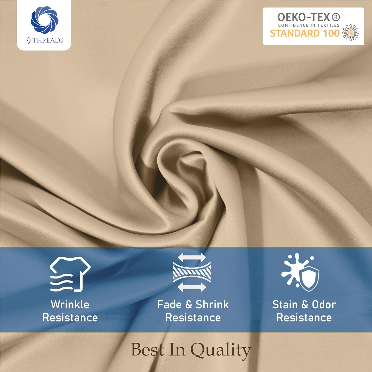 400 Thread Count 100% Cotton Sateen Bed Sheets Deep Pocket, Cotton Bedsheets Crisp Cool and Strong Bed Linen (Light Beige, Twin XL)