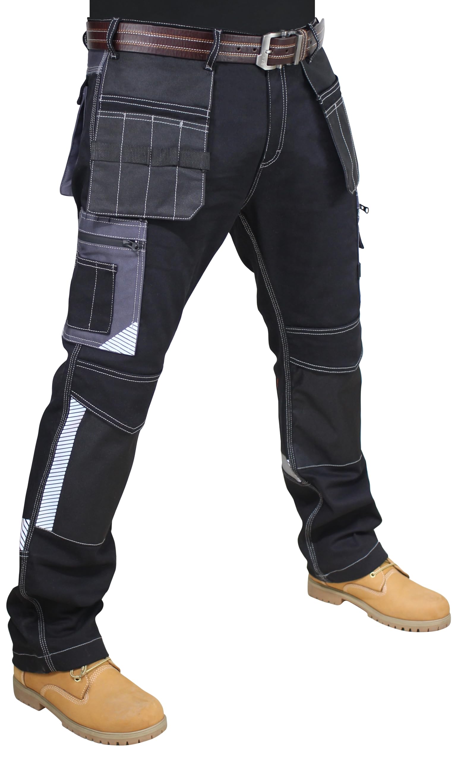 Pantaloni da lavoro da uomo Heavy Duty Safety Cargo Combat Work Pant Multi Tasche Ginocchiera Tasche di Protezione Cordura Triple Stitched Durevole Workwear