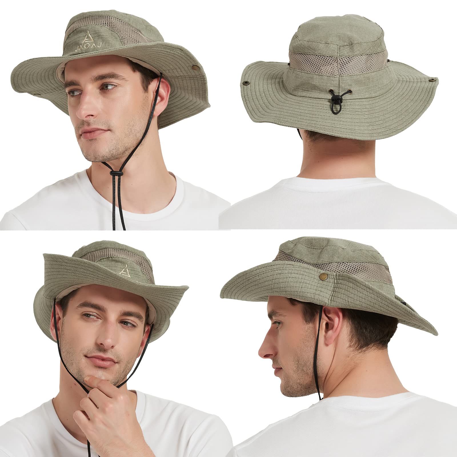 Chapeau de Soleil Homme,Chapeau Safaril Tissu Pêcheur Homme,Chapeau Boonie Été Coton Trekking Pêche,Randonnée Bucket Hat