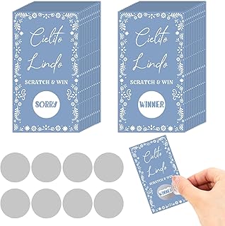 50Pcs Cielito Lindo Baby Shower Scratch off Cards Dusty Blue, Cielito Lindo Baby Shower Game for Mexican Themed Baby Showers Birthday Wedding Party Games Activity Supplies