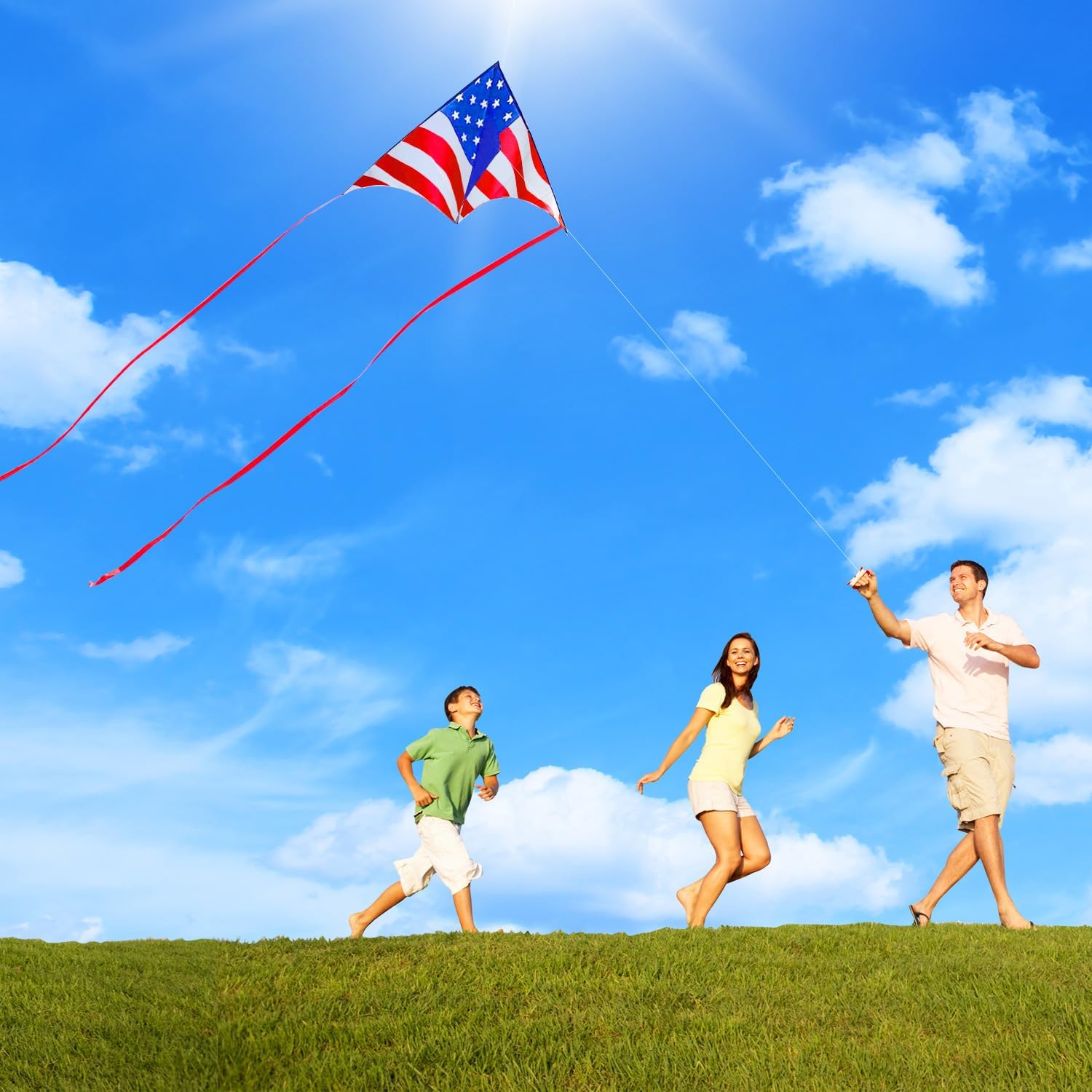 Large Delta Kite for Kids & Adults - Easy to Fly Outdoor Kites for Kids Ages 8-10, Perfect for Beach & Family Activities, Includes Line & Handle