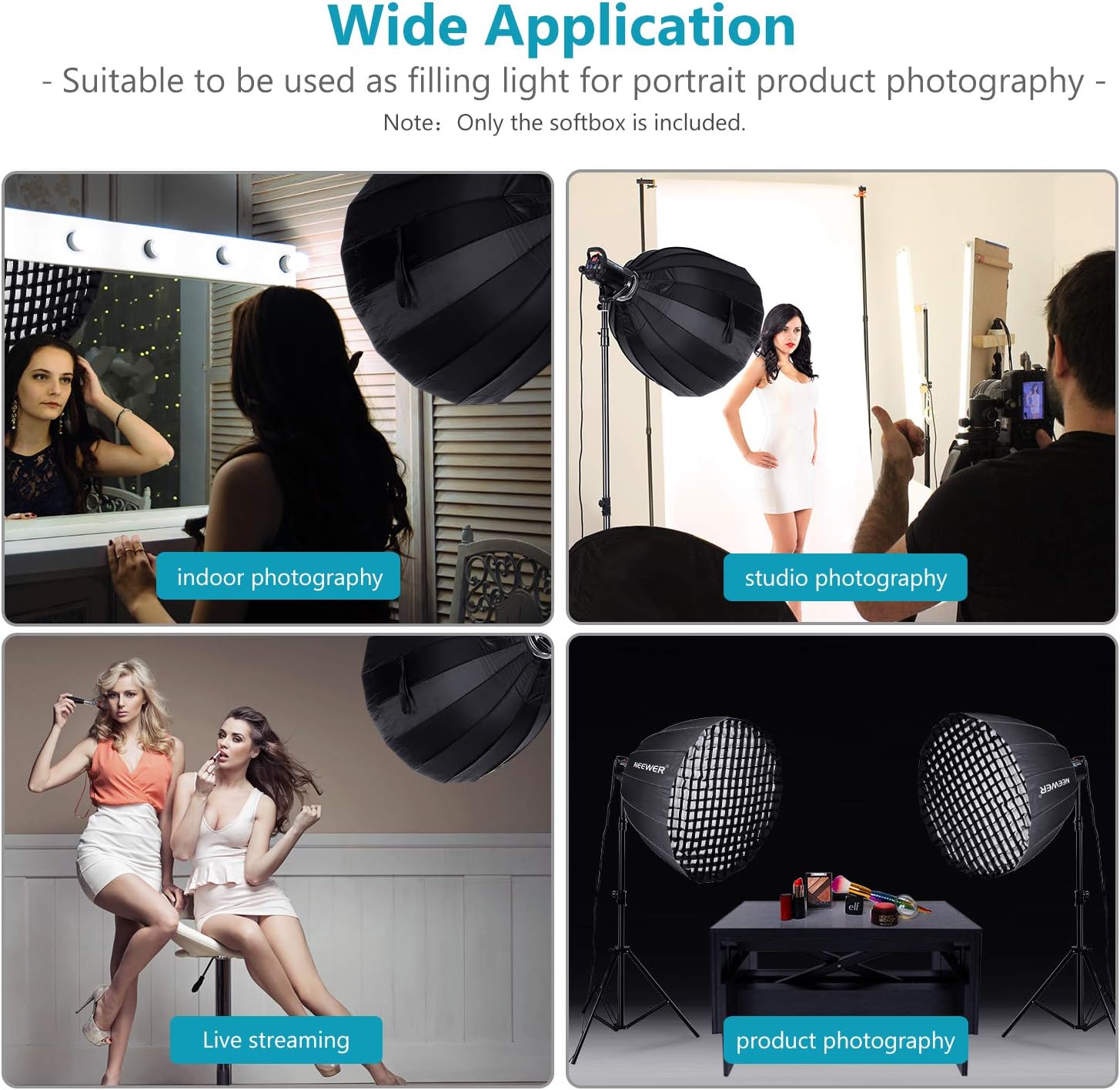 🛒 Crаzу Dеаlѕ Neewer 48 inches Deep Parabolic Softbox with Bowens Mount, Removable Internal&External Diffuser and Grid, Quick Folding Softbox Diffuser for Neewer CB60 CB100 CB150, Aputure 300D II 120D and More