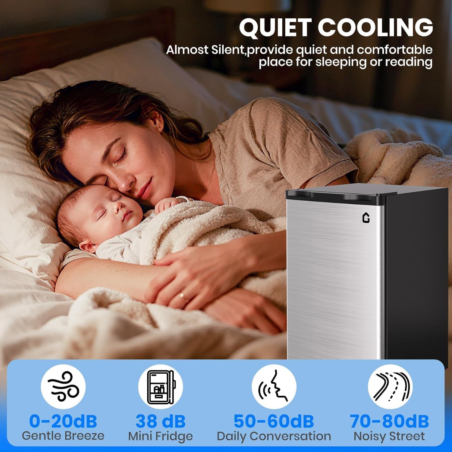 Compact Mini Freezer 3.2 cu.ft, Single Door Apartment Freezer for Home, Office, Dorm, Bedroom, Silver Energy Efficient Upright Freezer with Adjustable Thermostat