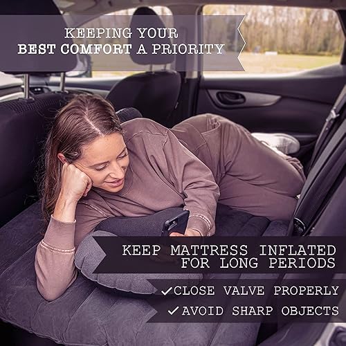 Miniatura 4 de Zone Tech - Colchón inflable de viaje para automóvil asiento trasero kit de bomba de calidad prémium almohadilla inflable para campamento para