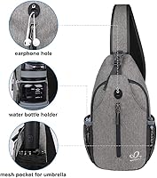 Vista 5 de Waterfly - Mochila cruzada tipo bandolera para viajes y caminatas, bolsa de pecho, Gris, talla única