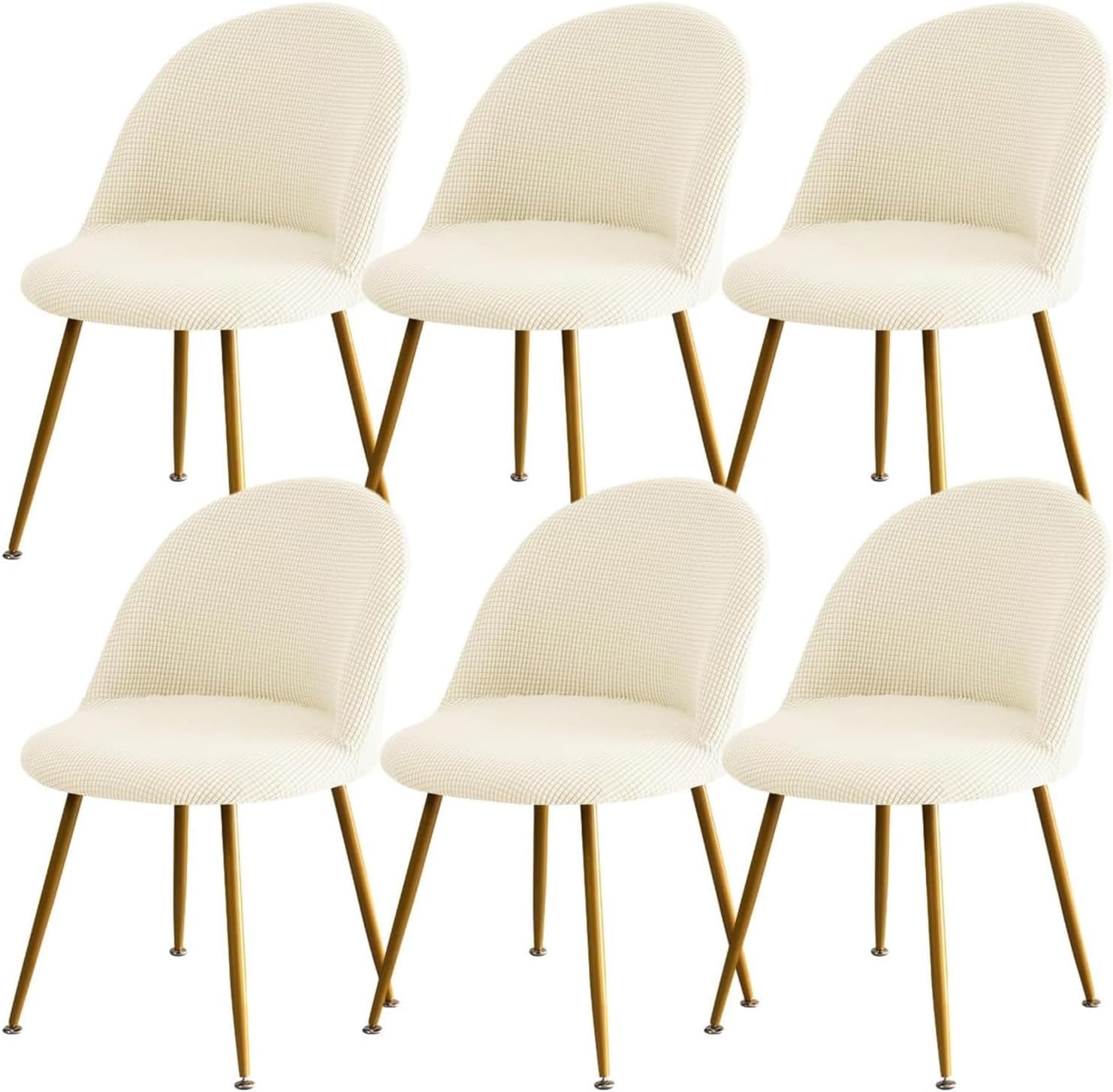 Curved Back Chair Cover Short Back Chair Slipcover Accent Dining Chair Protector for Home Kitchen Living Room Ceremony(Brown,4PCS)
