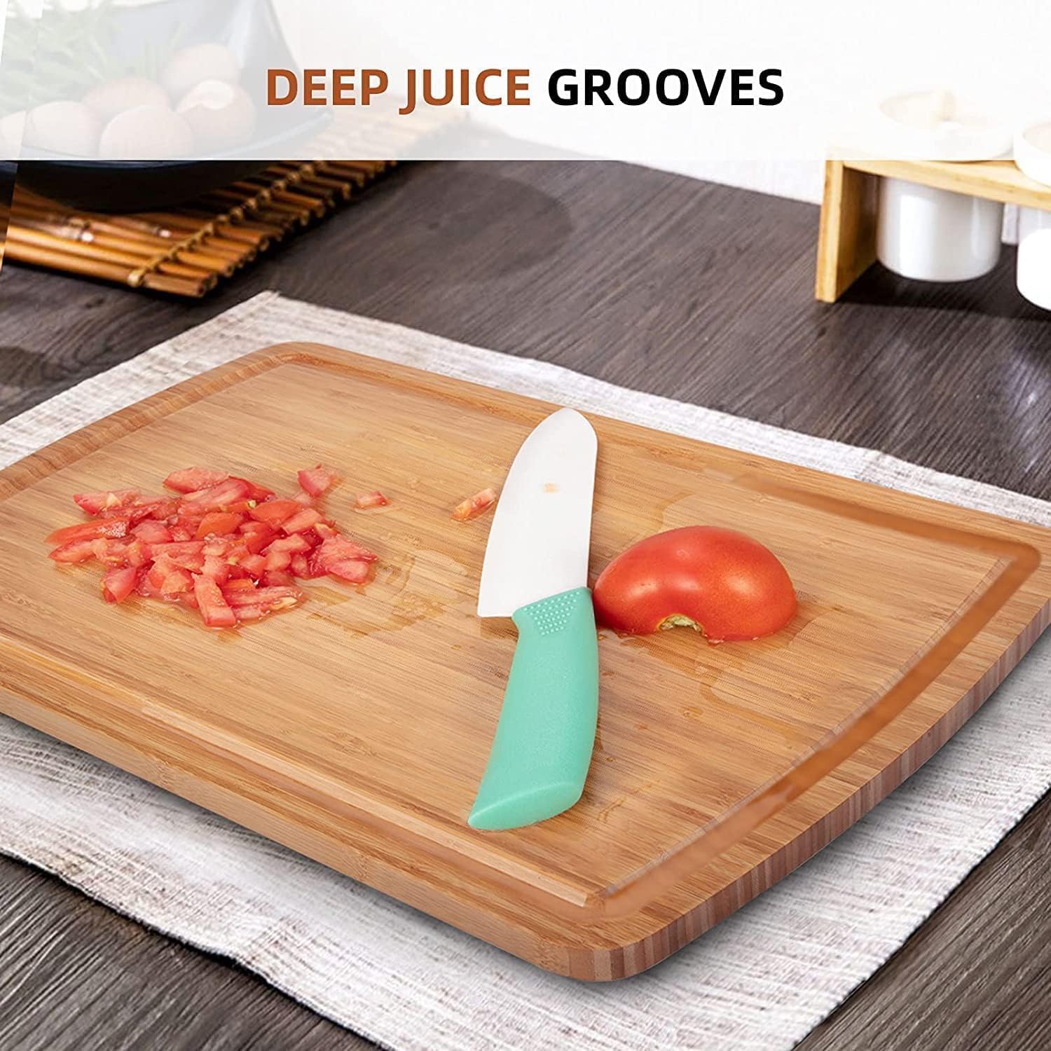 Extra Large Bamboo Wood Cutting Board, 30 x 20 Inch Kitchen Wooden Chopping Board with Juice Groove, Reversible Butcher Block Cutting Board for Meat, Turkey Carving
