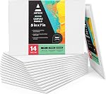Arteza Painting Canvas Panels, 8x10, Set of 14, Primed White, 100% Cotton with Recycled Board Core, For Acrylic, Oil, Other Wet or Dry Art Media, For Artists, Hobby Painters, Kids