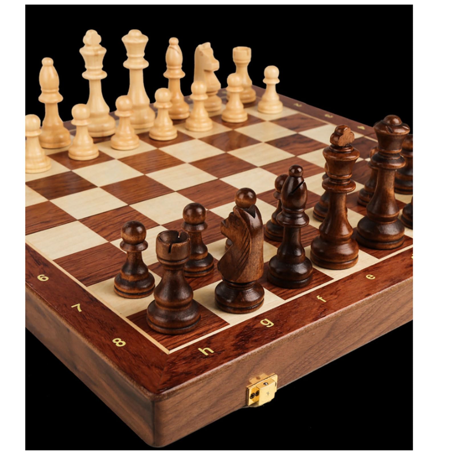 MRKU Set di Scacchi in Legno International Chess Set di Scacchi di Lusso Professionale Scacchiera da Viaggio Portatile per Gioco educativo di Compleanno in Famiglia