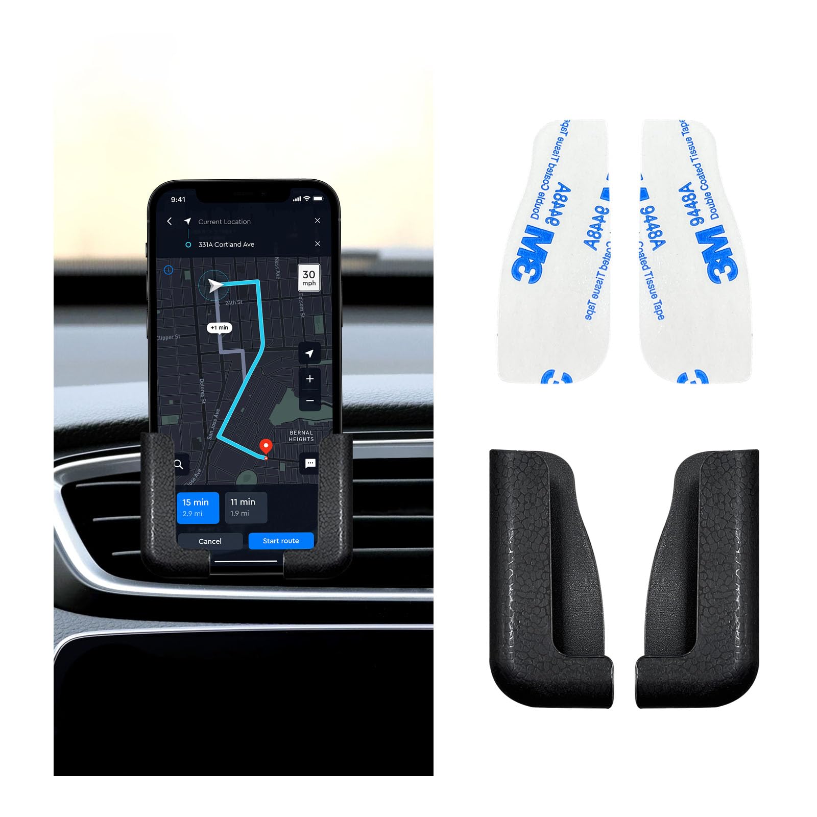 2 PCS Multifunctional Mobile Phone Bracket Adjustable Width Car Dashboard Phone Holder Self Adhesive Auto Cell Phone Mount