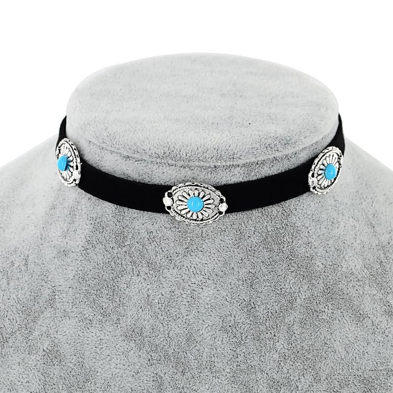 Boho Necklaces for Women - Country Cowgirl & Bohemian Jewelry - Turquoise Western Choker & Vintage Leather Cowboy Hat Necklace 7