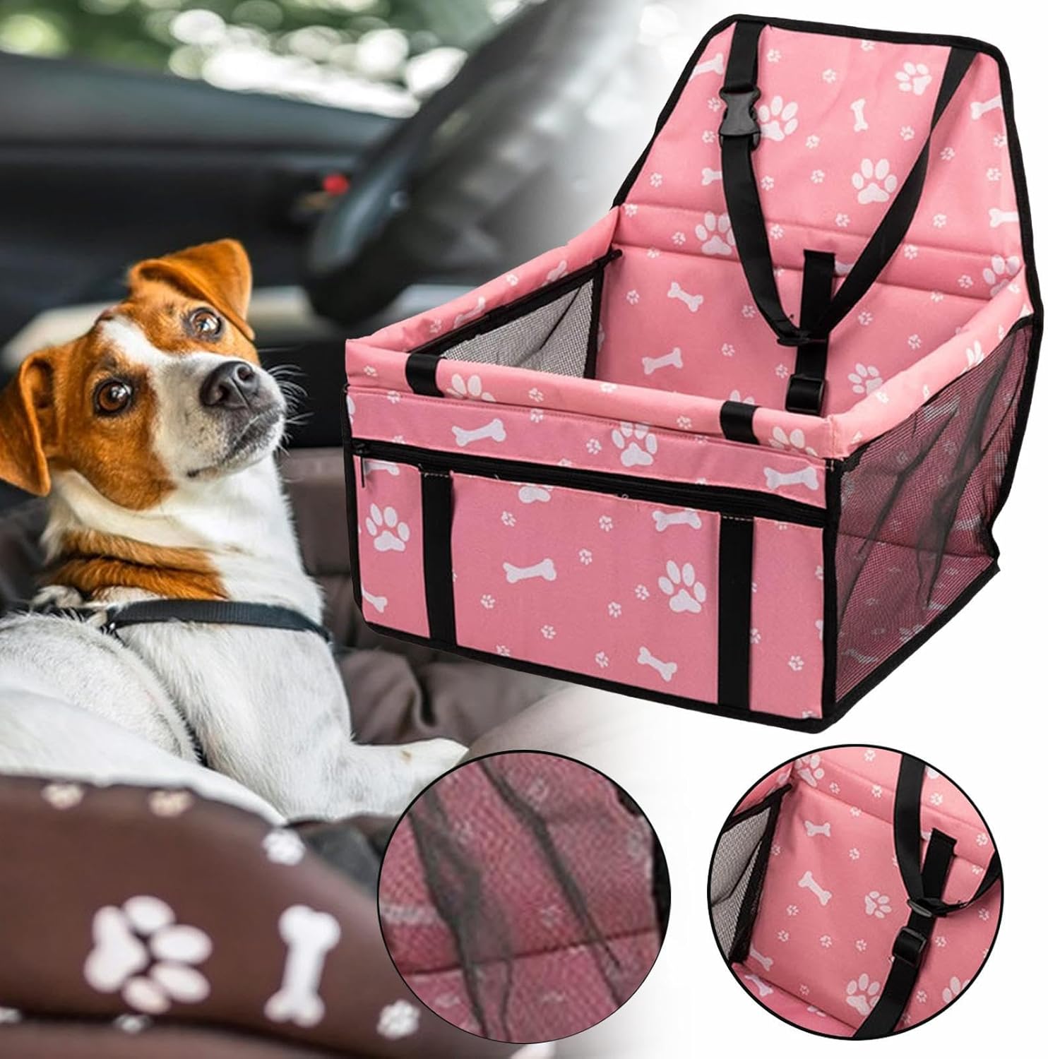 Car Seat for Small Dogs – Car Seat and Pet Travel Bed with Pockets, Washable Cover Travel Accessories for Pets Daily Walks Travel Veterinarian 9
