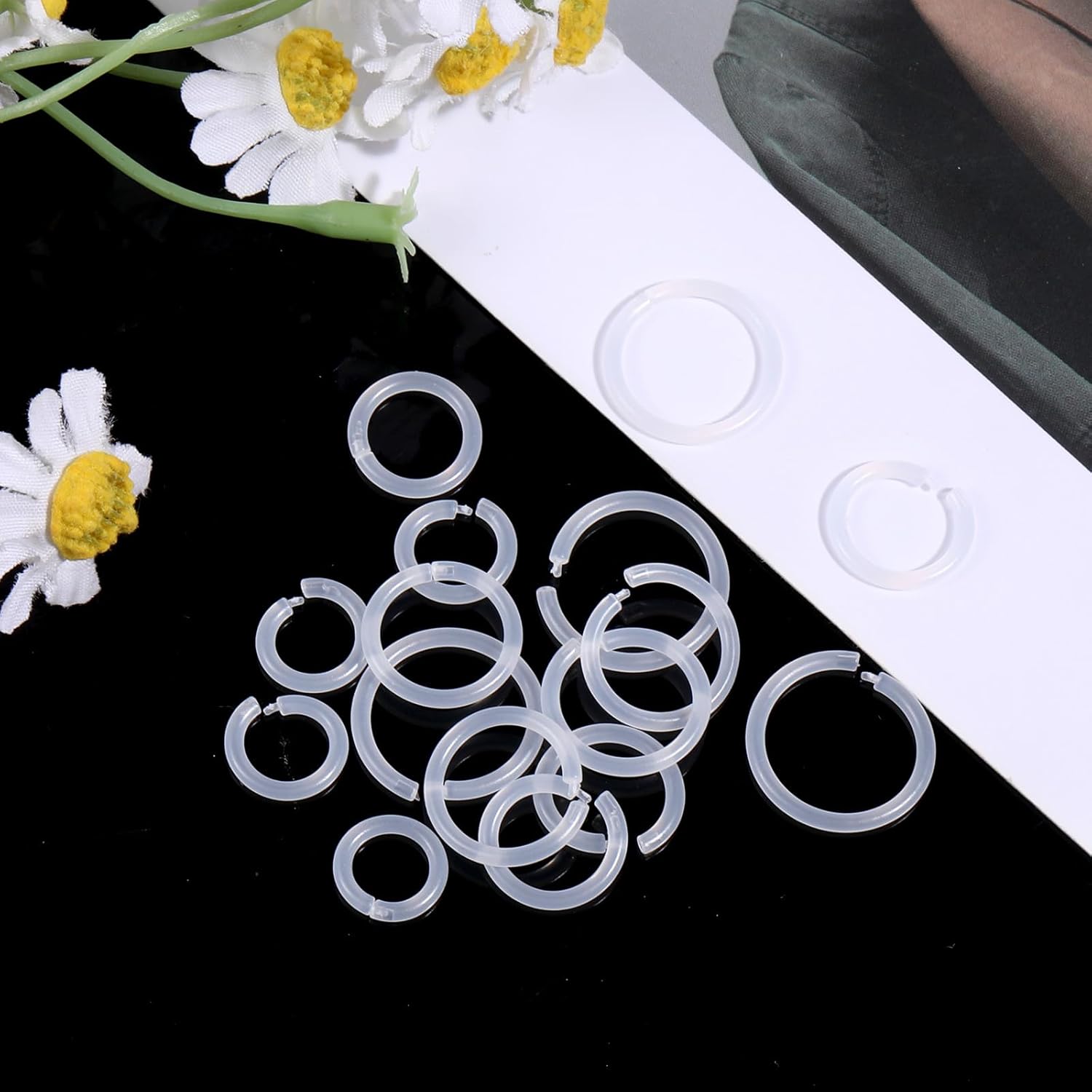 24PCS Clear Cartilage Tragus Hoop Earrings, 16 Gauge Clear Nose Studs for Work, Lobe Earrings Daith Retainer, Flexible Lip Plastic Earring Studs for Sport Surgery - Image 5