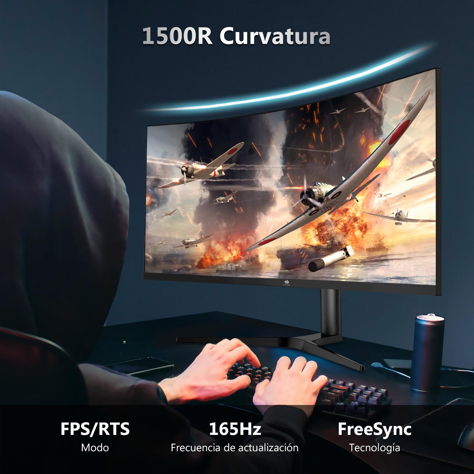 Z-Edge Monitor Gaming Curvo 34'', 165Hz, 3440x1440, 1ms MPRT, Altura & Inclinación Ajustables, Pantalla Ultra Ancho 21:9 con DP Cable, FreeSync, 1500R VA, 2* HDMI2.0 &2* DP1.4, RGB, VESA 100 * 100mm