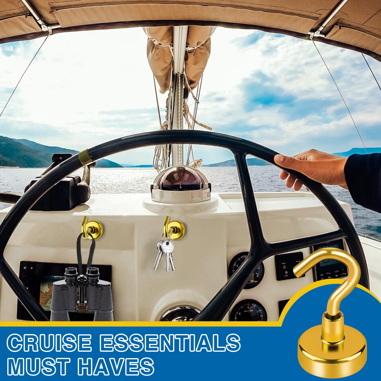 LOVIMAG Cruise Essentials, 28lbs Door Magnets, Yellow Magnetic Hooks for Cabins, Hanging, Refrigerator - 12 Pack