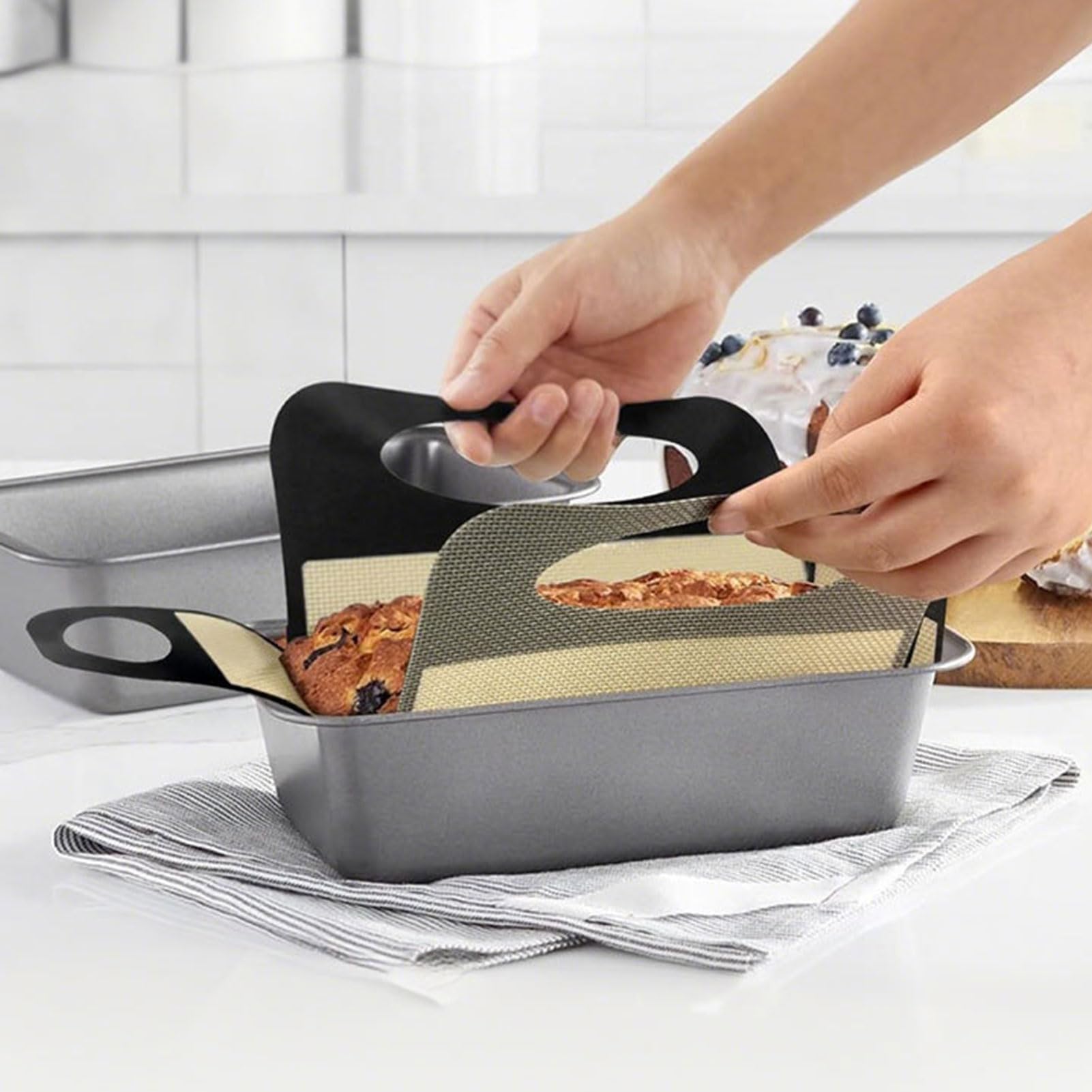 Molde para panadería, forma rectangular de acero al carbono con revestimiento antiadherente, molde antiadherente para pan tostado, molde para horno (negro, 29,5 x 13 x 6 cm)