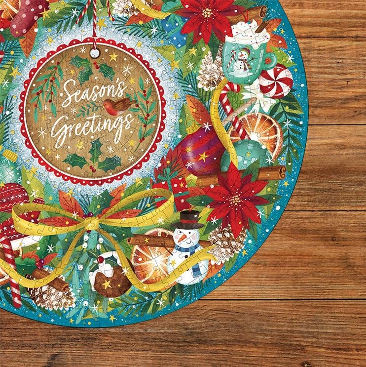 Gibsons Seasons Greetings 500 Piece Circular Jigsaw Puzzle for Adults Challenging Christmas Wreath Design Festive Gift Eco-Friendly 100% Recycled Board Premium Puzzle by Gibsons Games - Image 3