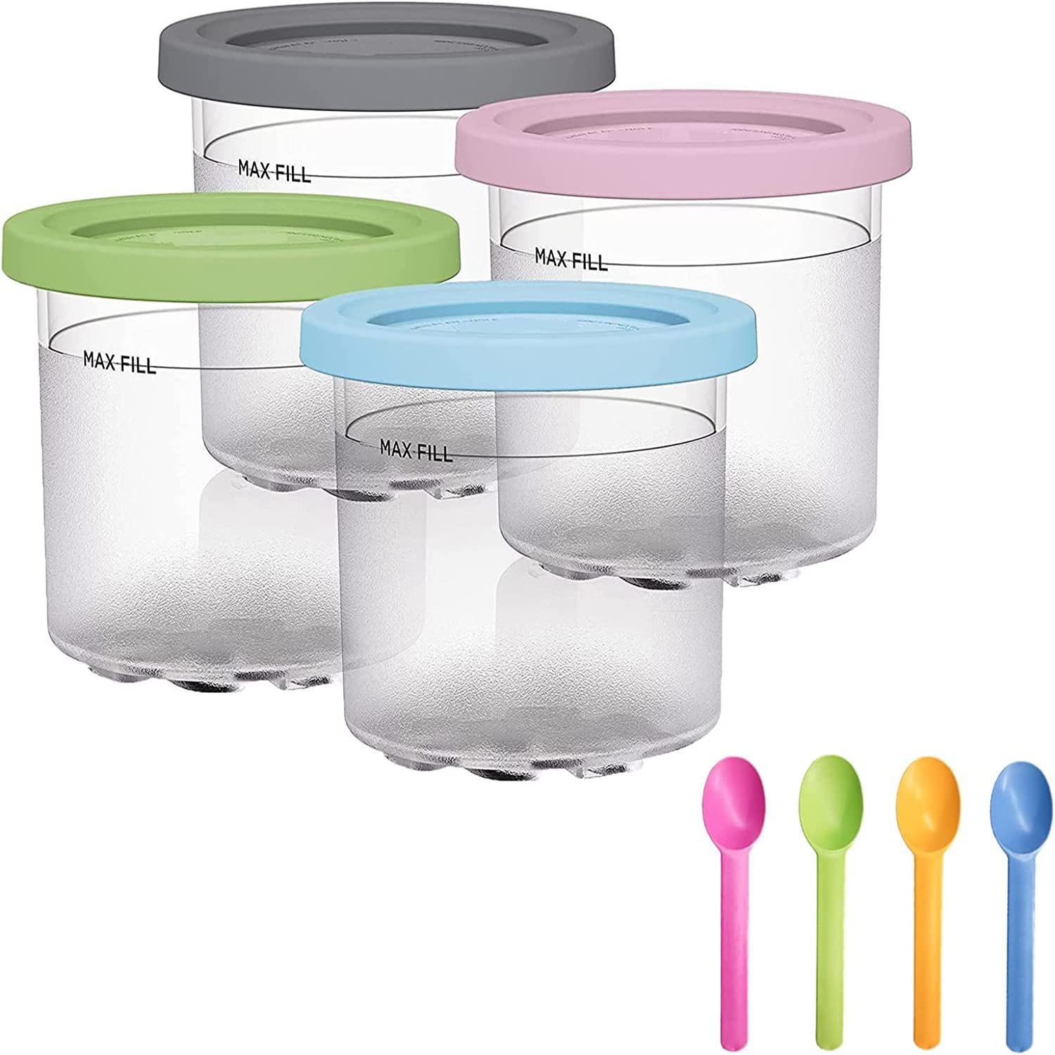 Sponsored Ad – Ninja XSKPLID2CD Pints 4 Pack, Compatible with NC299AMZ & NC300s Series Creami Ice Cream Makers, Reusable Ice Cream Containers for Freezer Leak Proof Jar Dessert Cups