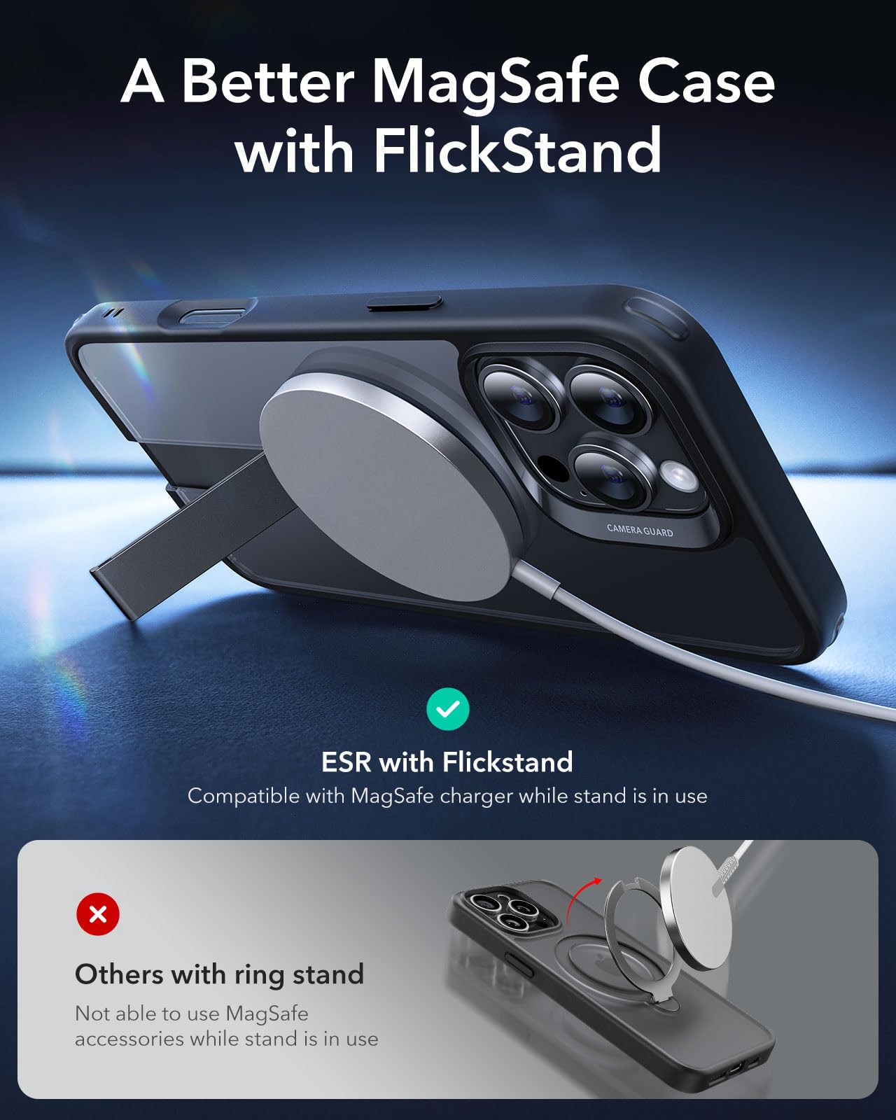 ESR for iPhone 16 Pro Max Case with Stand, Compatible with MagSafe, Magnetic Kickstand Case for iPhone 16 Pro Max - Image 3