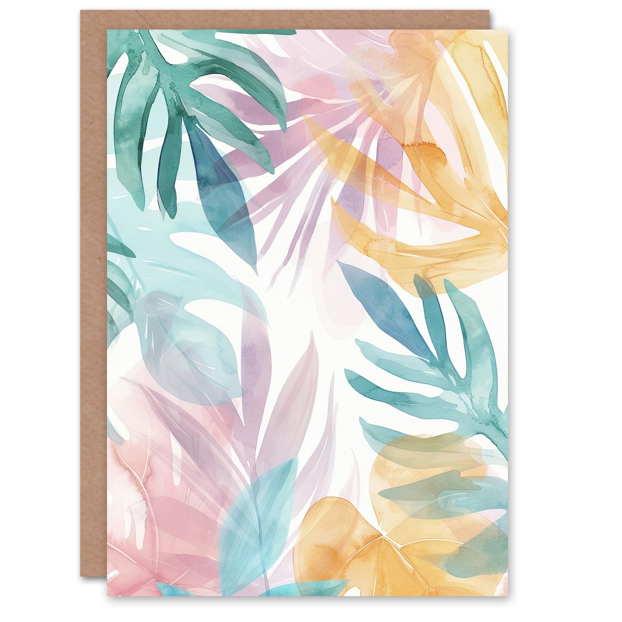 Artery8 Greeting Card - Monstera Leaves Watercolour Birthday Card