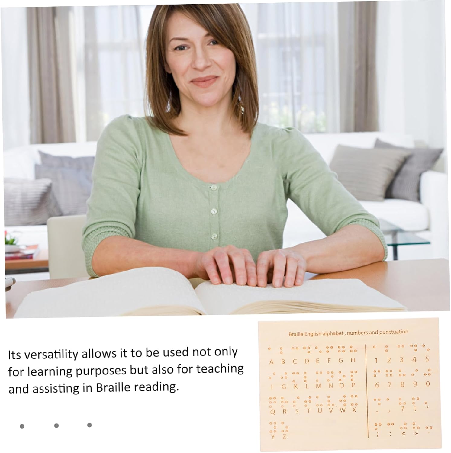 Braille Letter and Number Wooden Teaching Aid Essential Tactile Alphabet and Numeric Chart for Visually Impaired Education