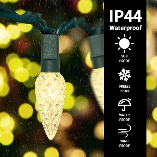 Miniatura 2 de TWINGLEHOME 100 luces LED C6, cable verde, funda de batería impermeable, multifunción, temporizador, múltiples (2 juegos, cada uno de 50 luces LED)