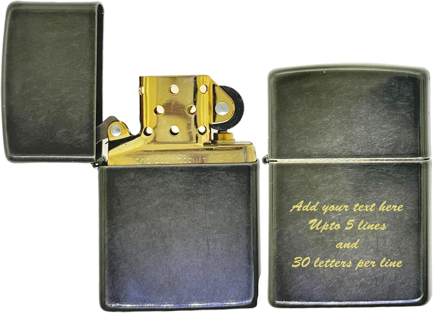 Personalized ZIPPO Classic Windproof Oil Lighter with Gold Inserts Engraving - Christmas, Groomsman, Halloween & Valentines Day Gift (Gray Dust)