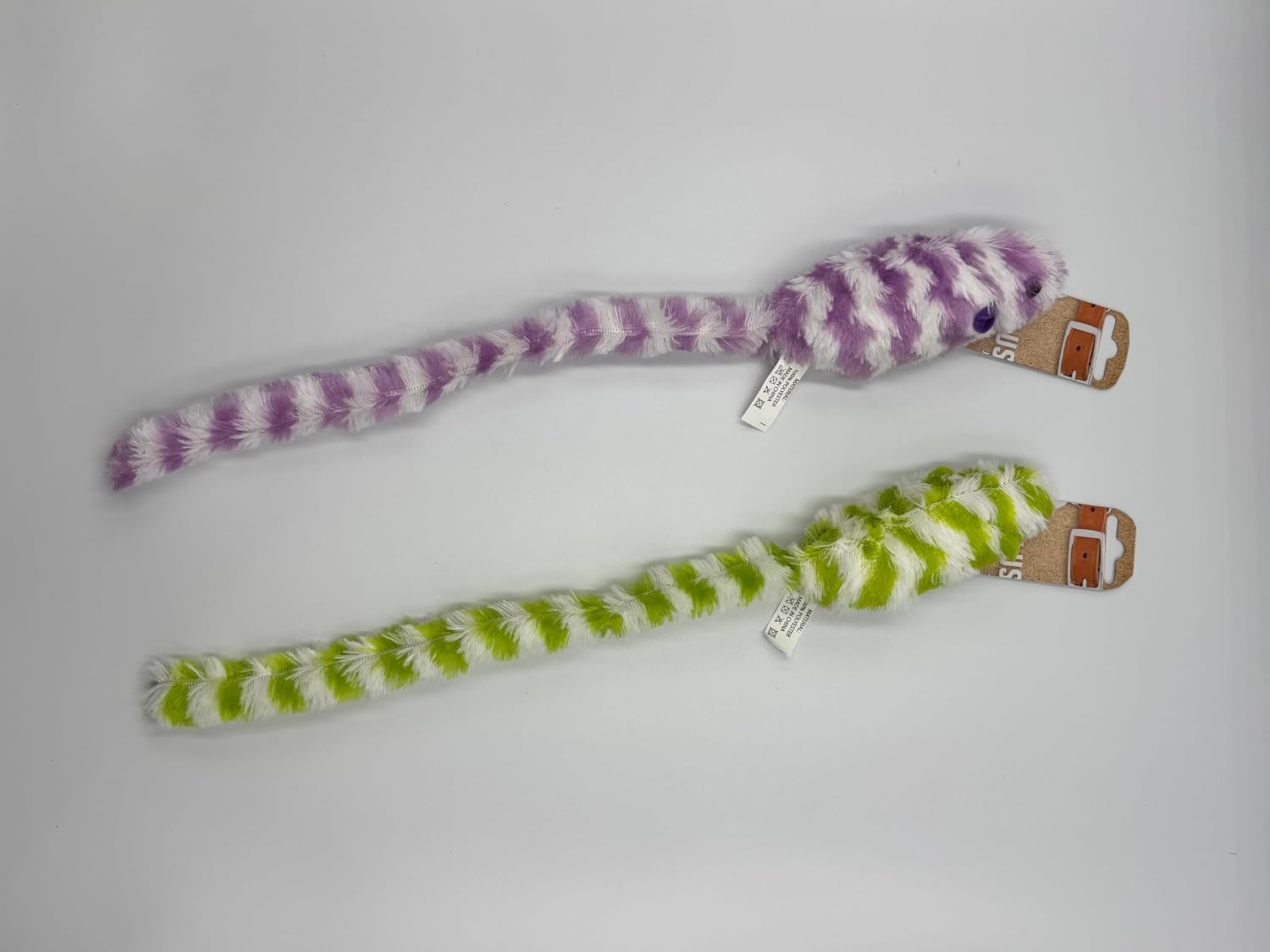 Plush Mouse Toys for Cats, Two Count, One Green One Purple