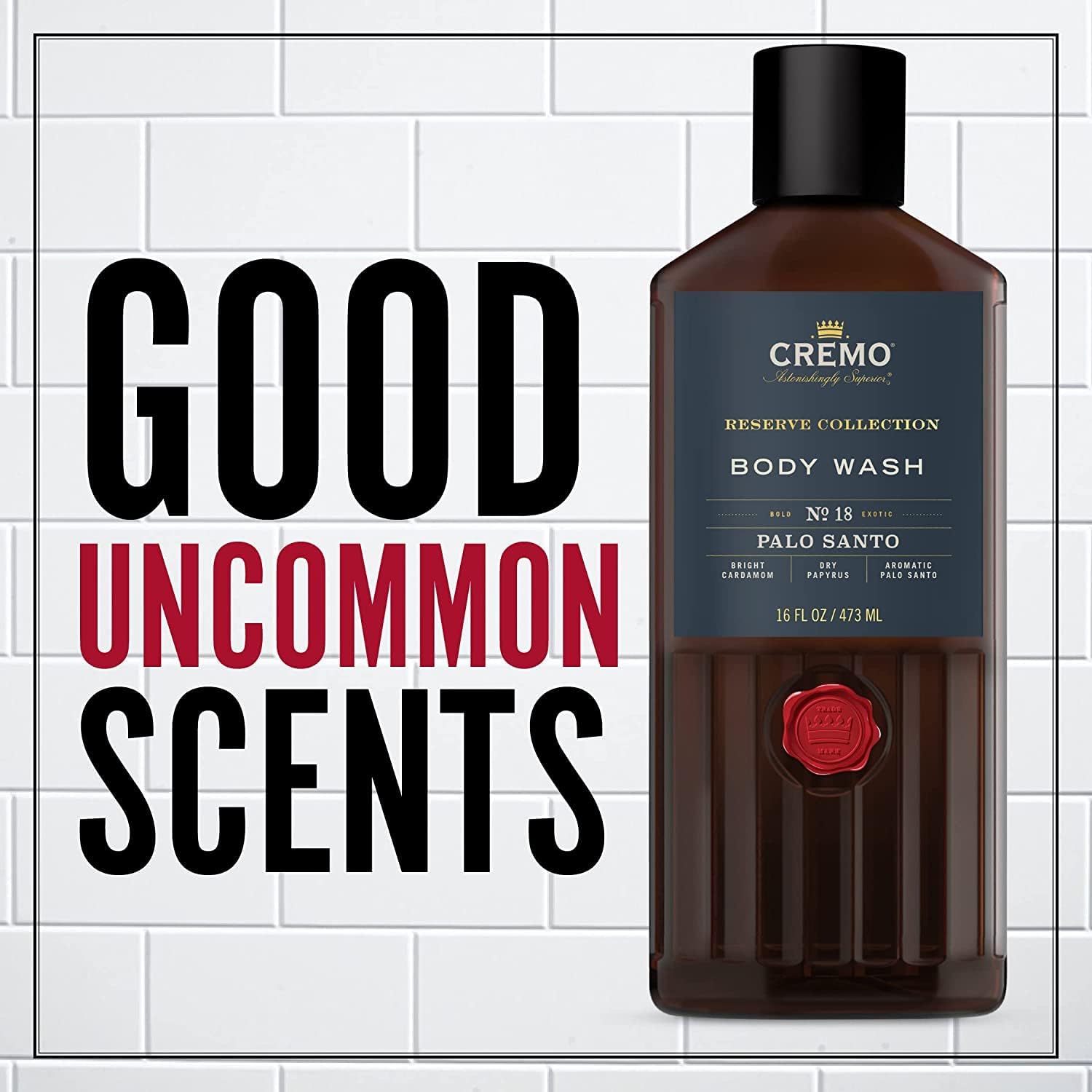 Cremo Reserve Collection Body Wash, Men's Shower Gel for Body Skin Care Palo Santo Luxury Fragrance, 473 ml - Image 4